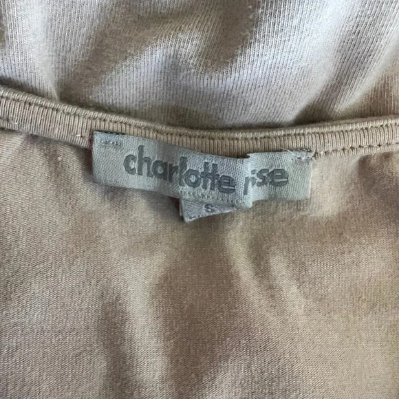 Charlotte Russe Beige Nude Cropped Top Size Small Strappy Criss Cross Chest - Picture 6 of 6
